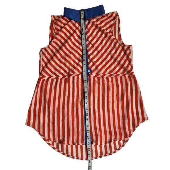 Esley blue orange white sleeveless collared button up top sz M - Picture 11 of 12